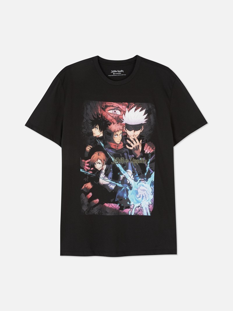 Tops Primark Jujutsu Kaisen Estampadas Hombre Negras | 6095JDEVR