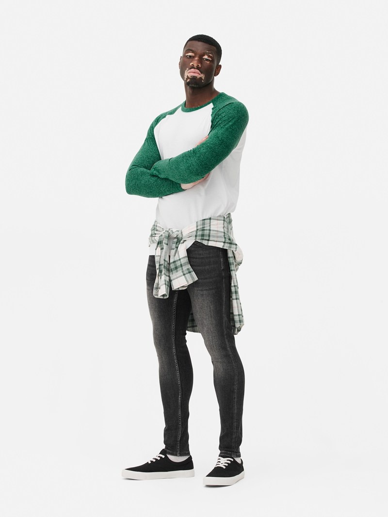 Tops Primark Long Sleeve Baseball Hombre Verde | 5812DUSWC