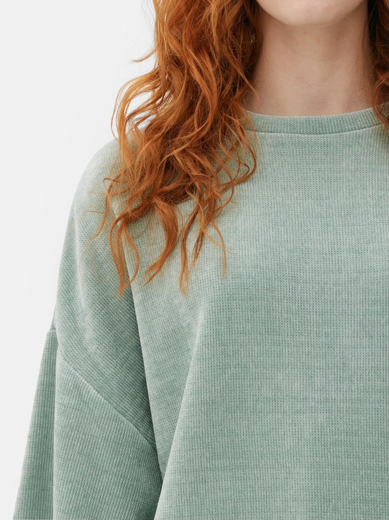 Tops Primark Long Sleeve Chenille Mujer Verde Oliva | 9284LKJVD