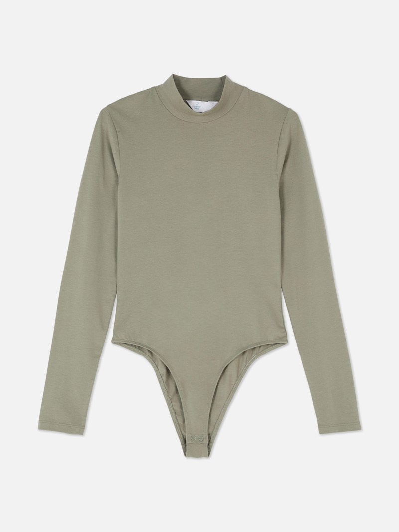 Tops Primark Long Sleeve Turtleneck Bodysuit Mujer Verde Oliva | 8615JFQPV