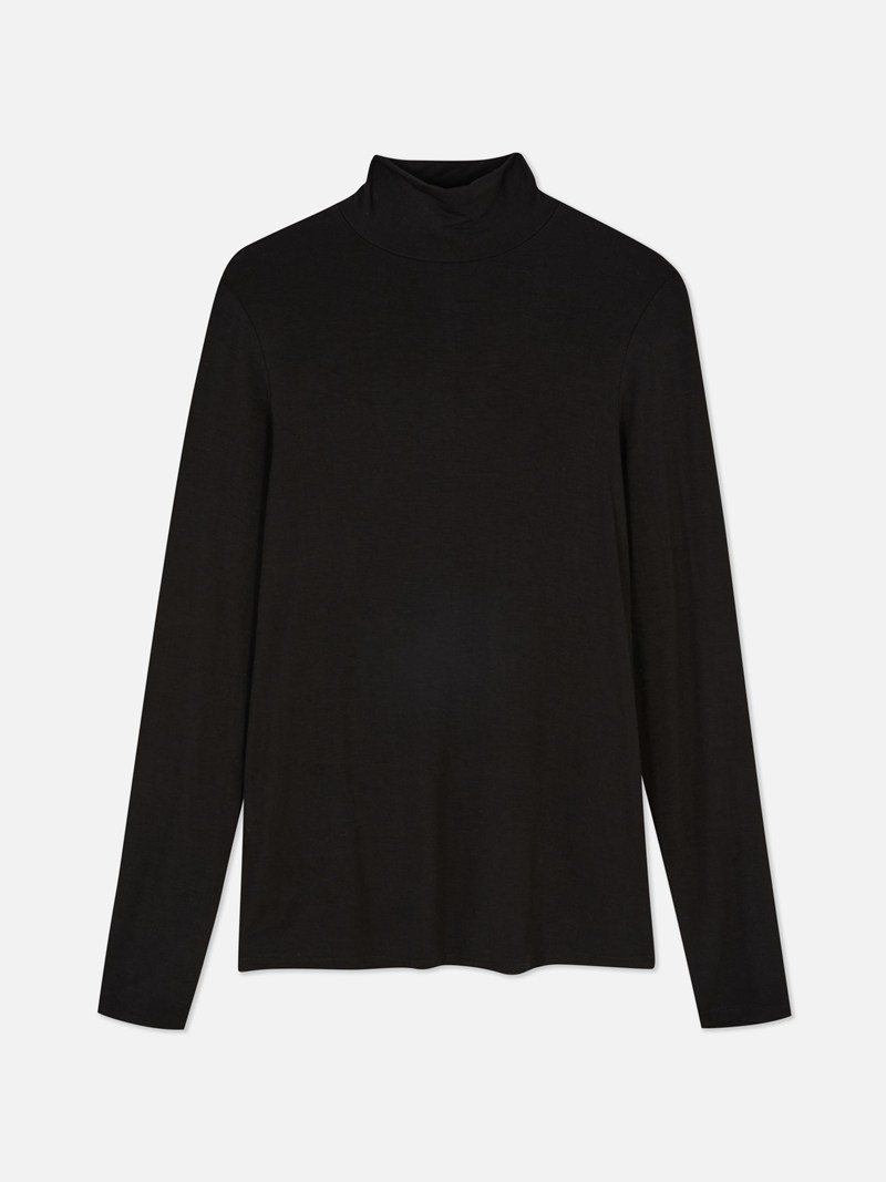 Tops Primark Long Sleeve Turtleneck Mujer Negras | 7603XPAQW