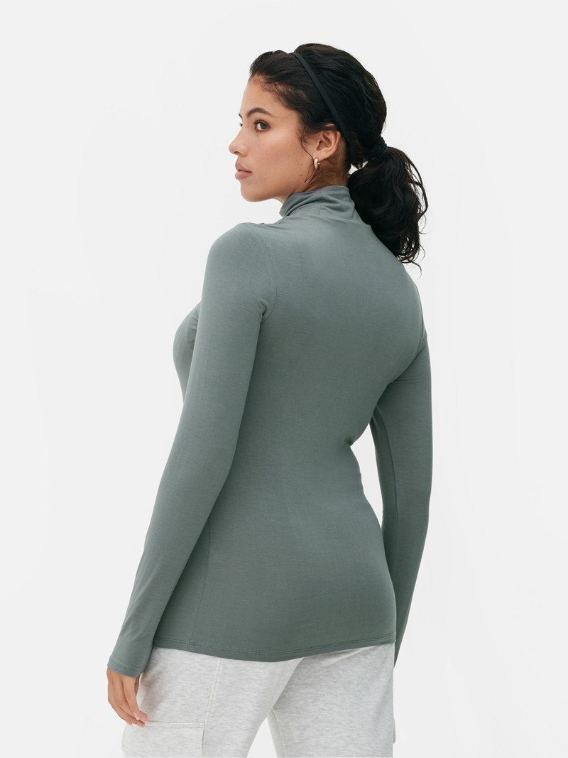 Tops Primark Long Sleeve Turtleneck Mujer Gris | 4351BHQTC