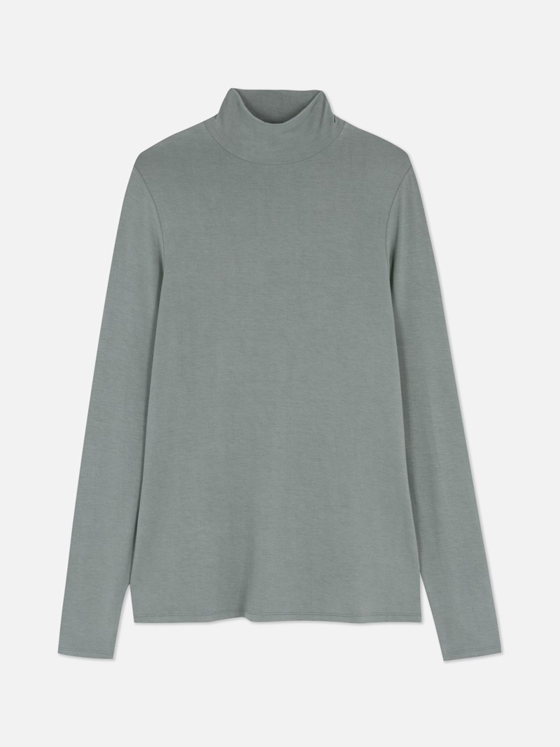 Tops Primark Long Sleeve Turtleneck Mujer Gris | 4351BHQTC