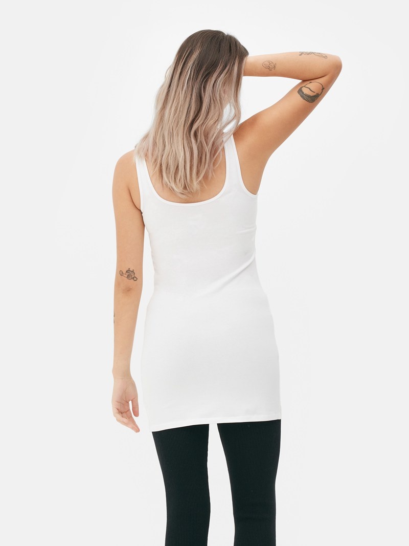 Tops Primark Longline Stretch Tank Mujer Blancas | 0178TNKLI