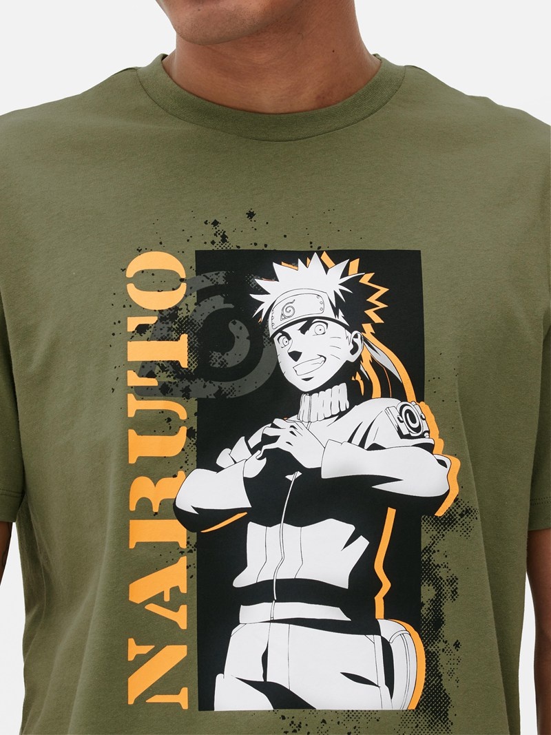 Tops Primark Naruto Estampadas Print Hombre Verde Oliva | 4610QUVRX