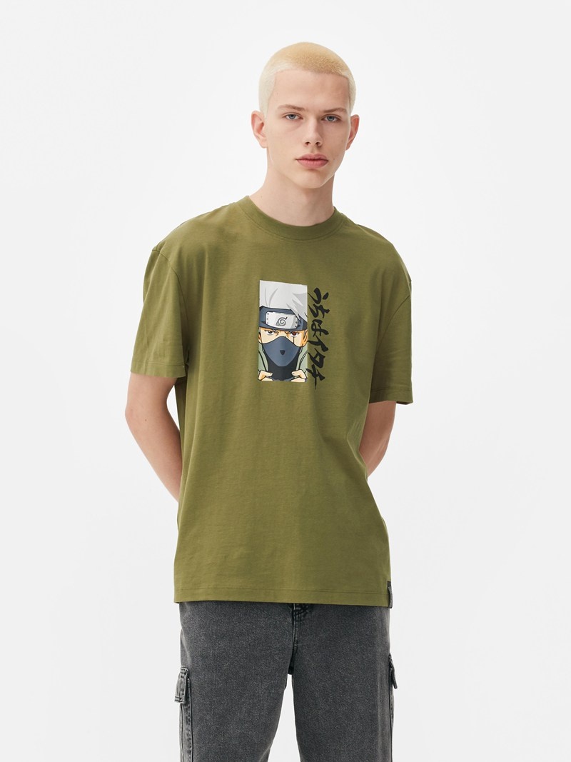 Tops Primark Naruto Kakashi Hombre Verde | 4108MEDAT