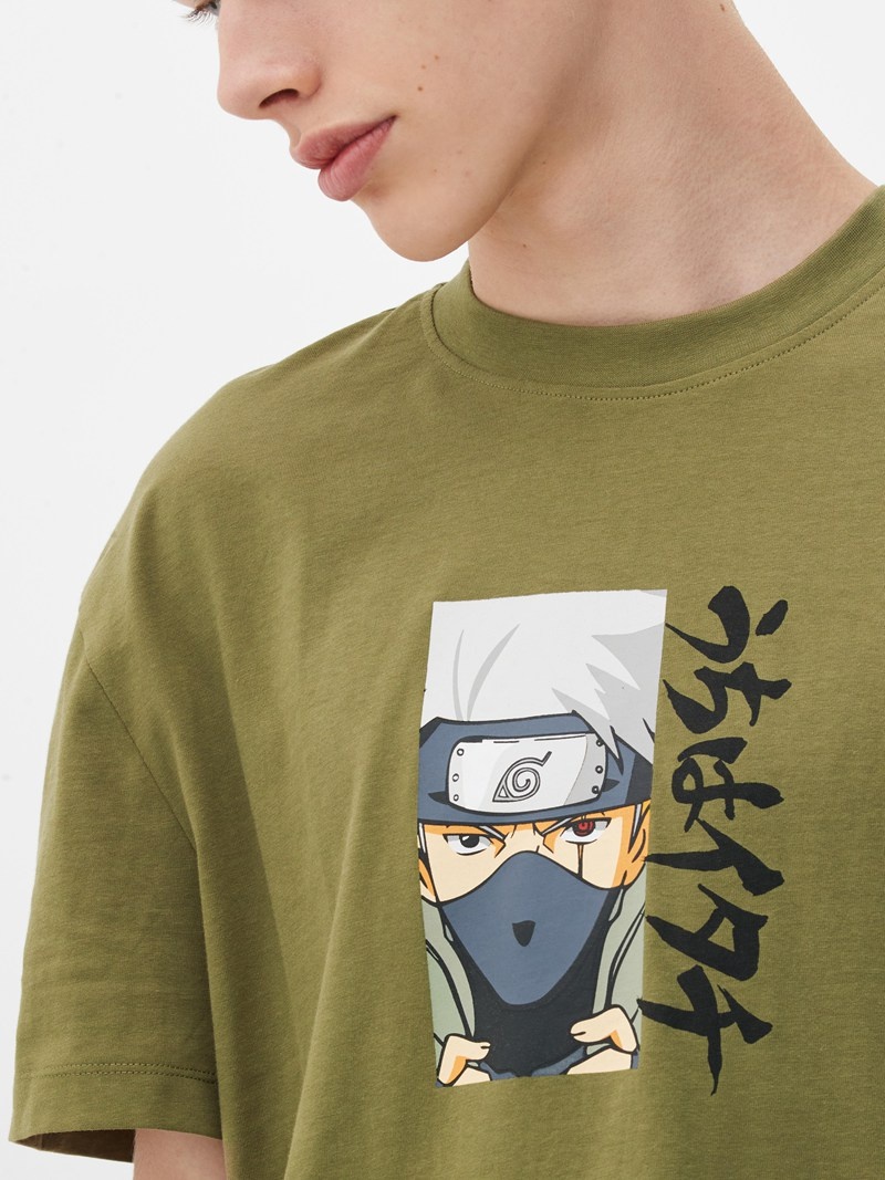 Tops Primark Naruto Kakashi Hombre Verde | 4108MEDAT