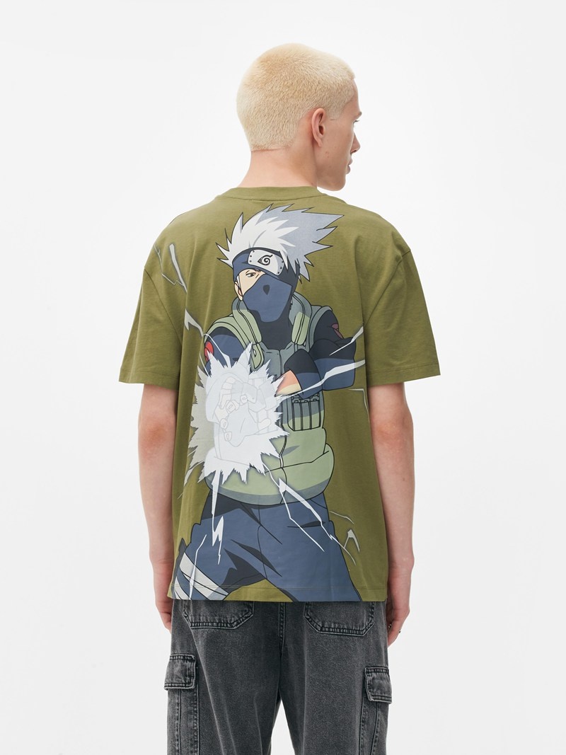 Tops Primark Naruto Kakashi Hombre Verde | 4108MEDAT