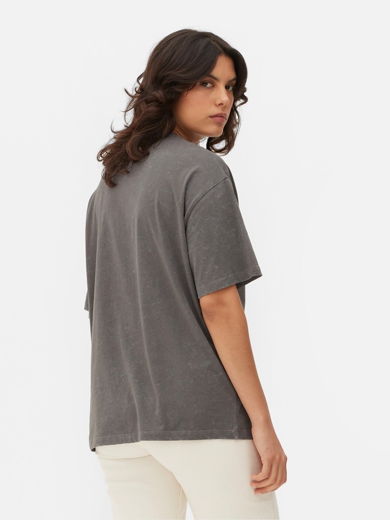 Tops Primark Oversized Printed Mujer Gris | 1845UREJQ