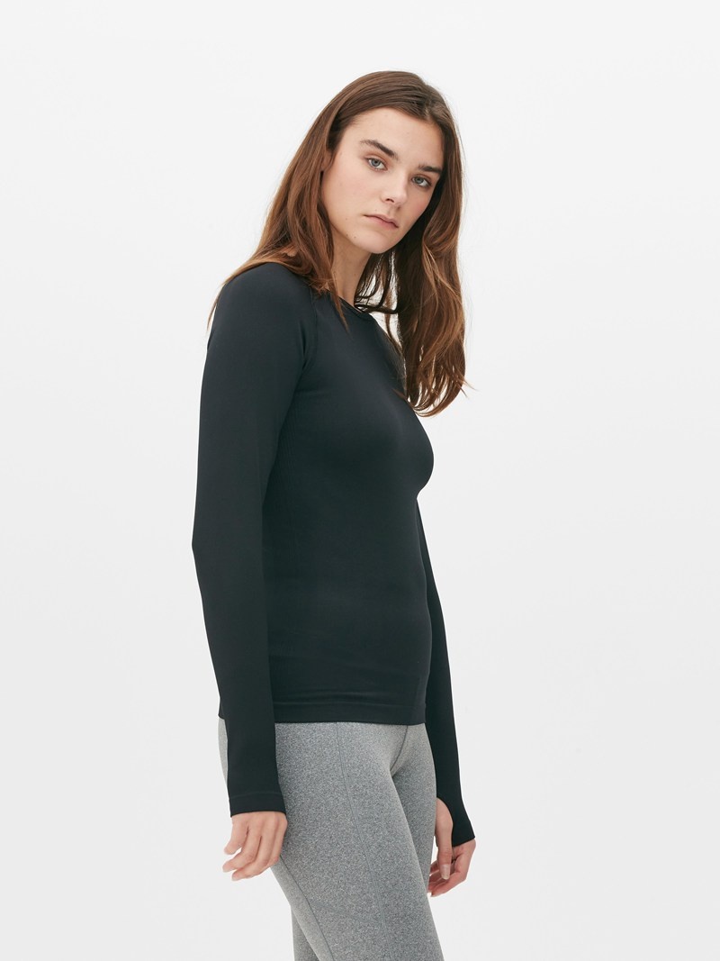 Tops Primark Performance Long Sleeve Mujer Negras | 1904VNIHS