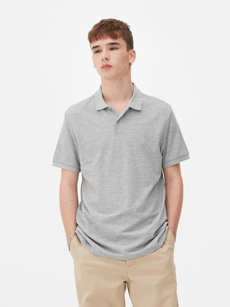 Tops Primark Piqué Polo Hombre Gris | 6593WDRKQ