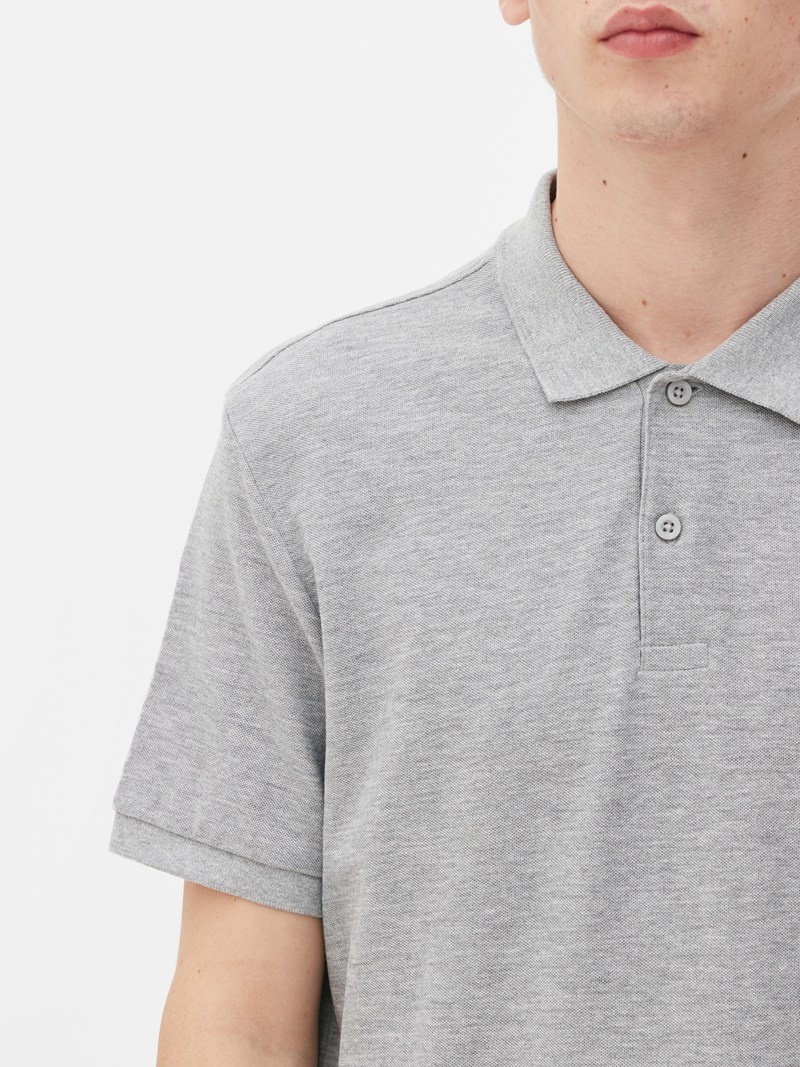 Tops Primark Piqué Polo Hombre Gris | 6593WDRKQ