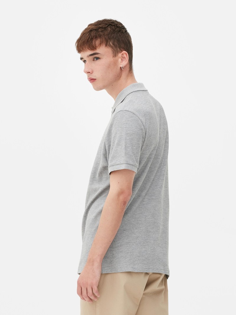 Tops Primark Piqué Polo Hombre Gris | 6593WDRKQ