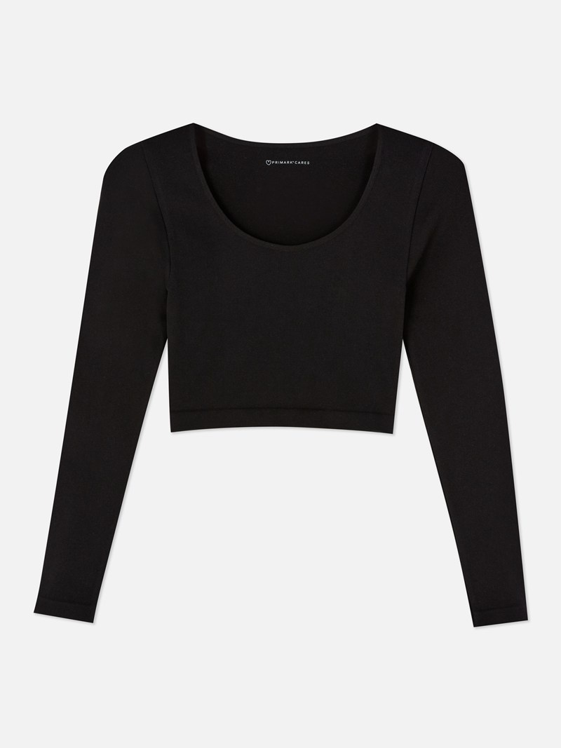 Tops Primark Scoop Neck Cropped Mujer Negras | 7246TPMYW