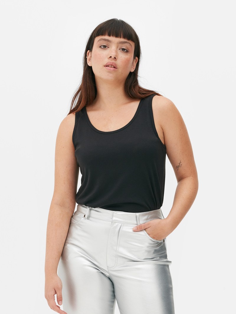 Tops Primark Scoop Neck Tank Mujer Negras | 7183NEMIJ