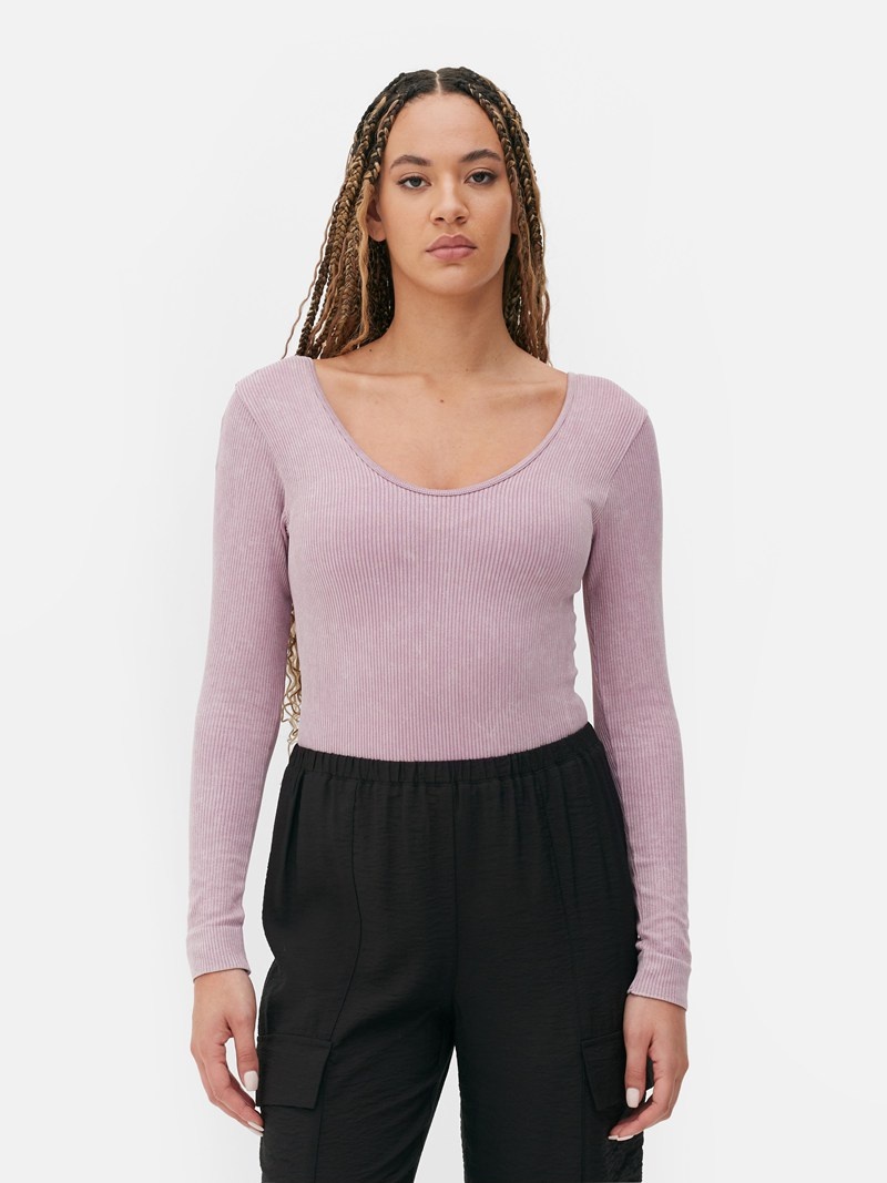 Tops Primark Seamfree Long Sleeve Scoop Neck Bodysuit Mujer Rosas | 5480XRFSI