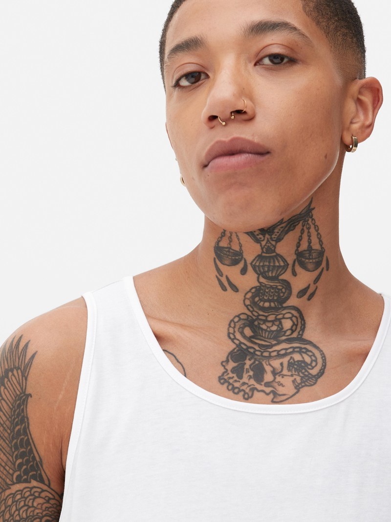 Tops Primark Sin Manga Jersey Tank Hombre Blancas | 0951JWMID