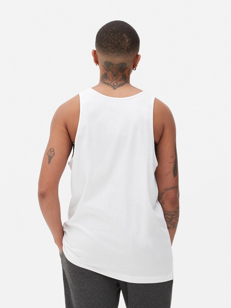 Tops Primark Sin Manga Jersey Tank Hombre Blancas | 0951JWMID