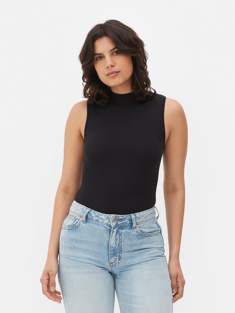 Tops Primark Sin Manga Seamfree Bodysuit Mujer Negras | 9548ILPJK