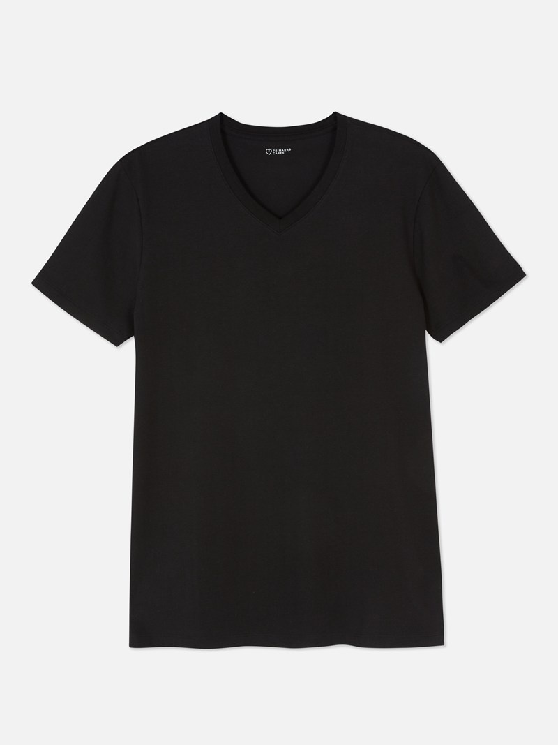 Tops Primark Sleeve VNeck Hombre Negras | 8659HMRTU