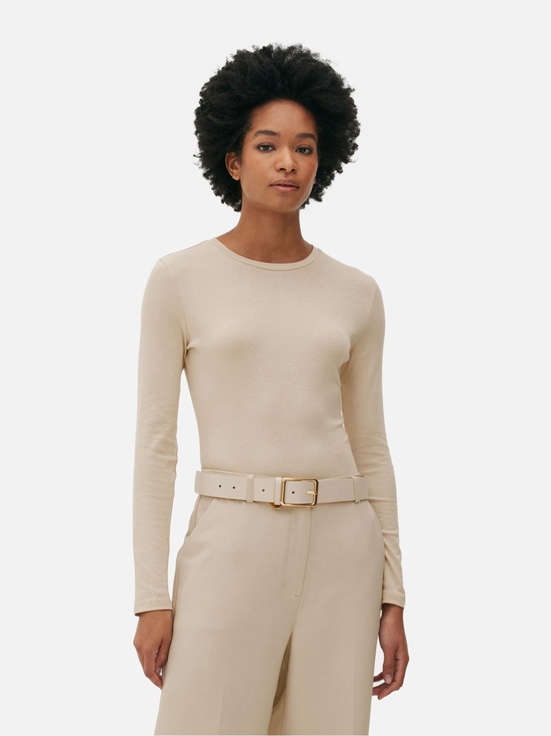 Tops Primark Soft Touch Acanalado Bodysuit Mujer Creme | 0146EGSAH