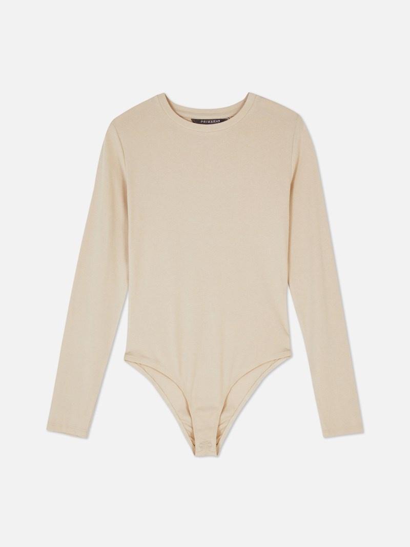 Tops Primark Soft Touch Acanalado Bodysuit Mujer Creme | 0146EGSAH