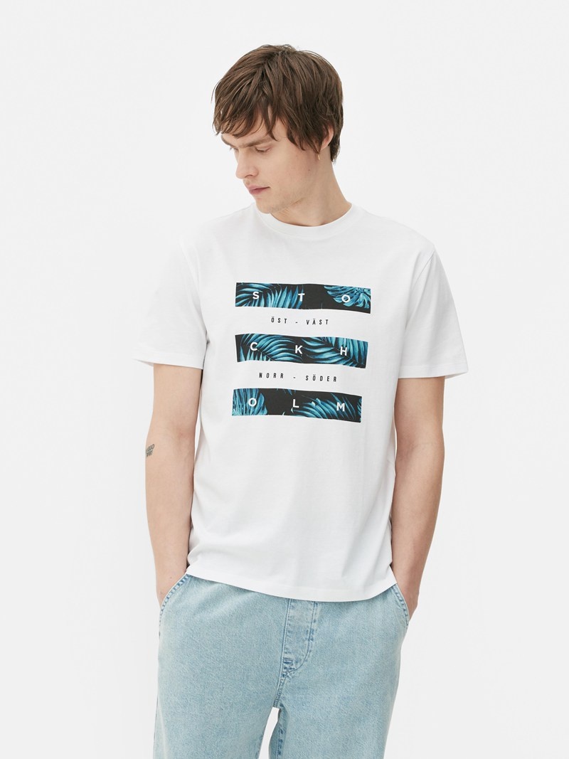 Tops Primark Stockholm Sleeve Hombre Blancas | 3570GSXPW