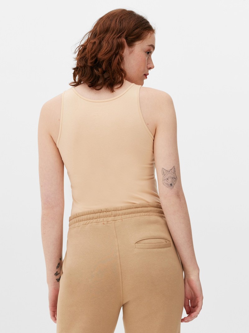 Tops Primark Stretch Algodon Tank Mujer Beige | 6238QXASI