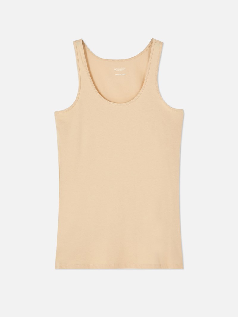 Tops Primark Stretch Algodon Tank Mujer Beige | 6238QXASI