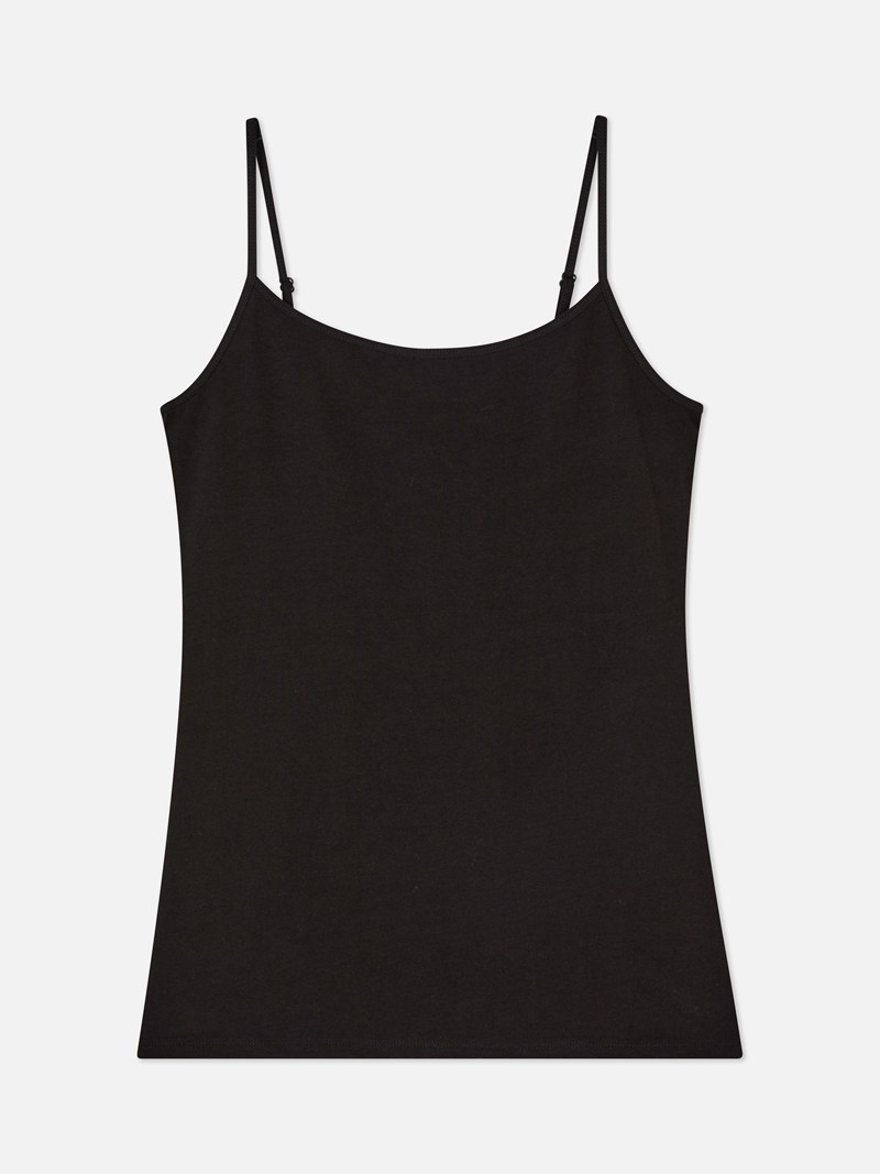 Tops Primark Stretch Cami Tank Mujer Negras | 8014JUDNW