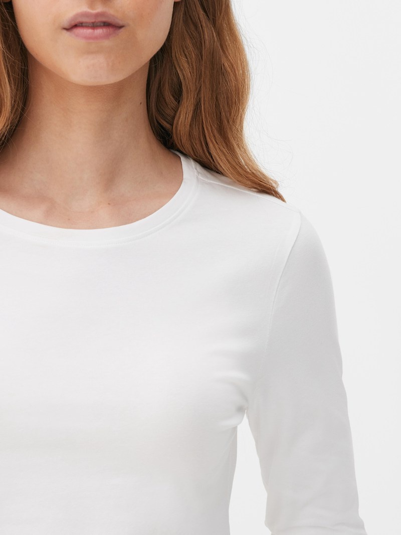 Tops Primark Stretch Crew Neck Mujer Blancas | 2510KCUQA