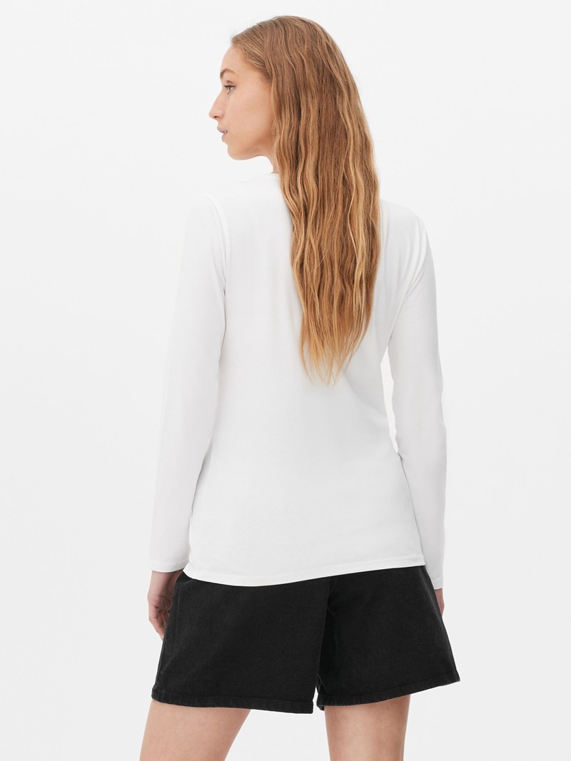 Tops Primark Stretch Crew Neck Mujer Blancas | 2510KCUQA