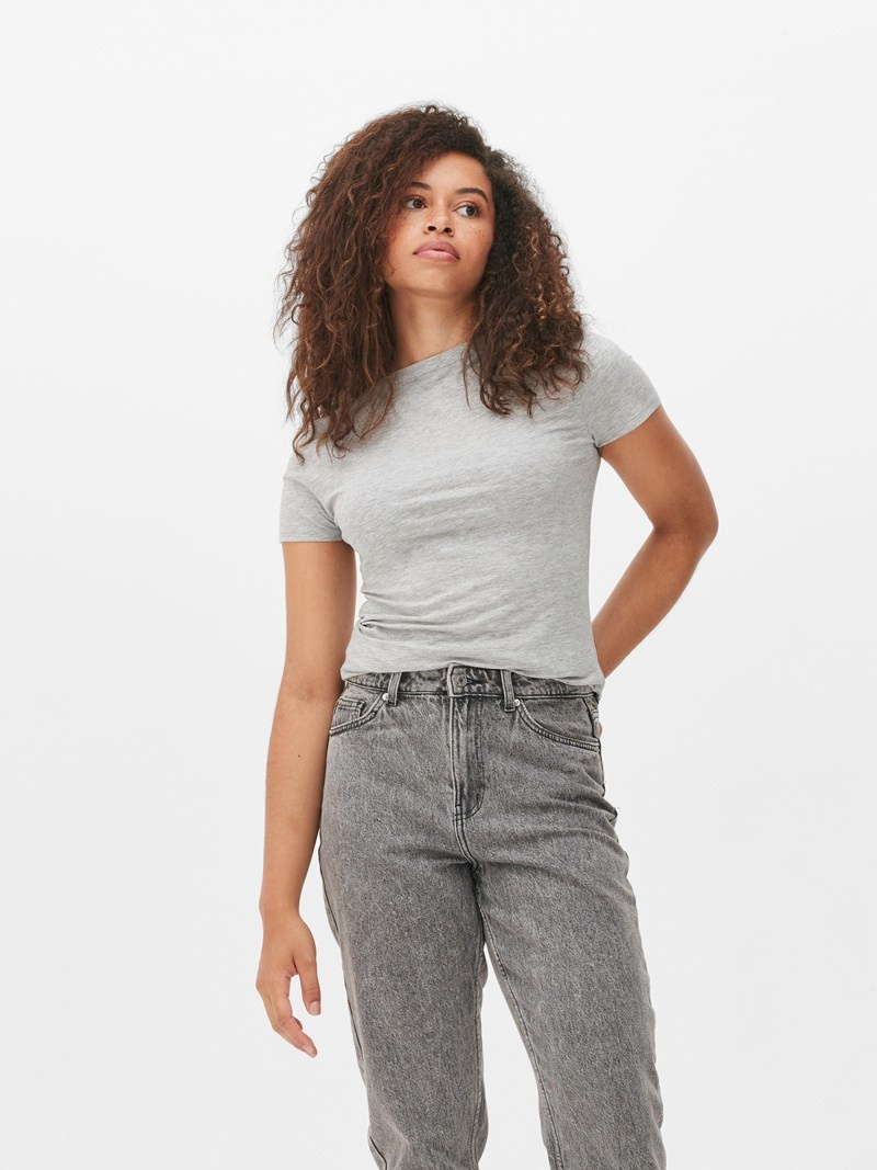 Tops Primark Stretch Crew Neck Mujer Gris | 0827JBVAK