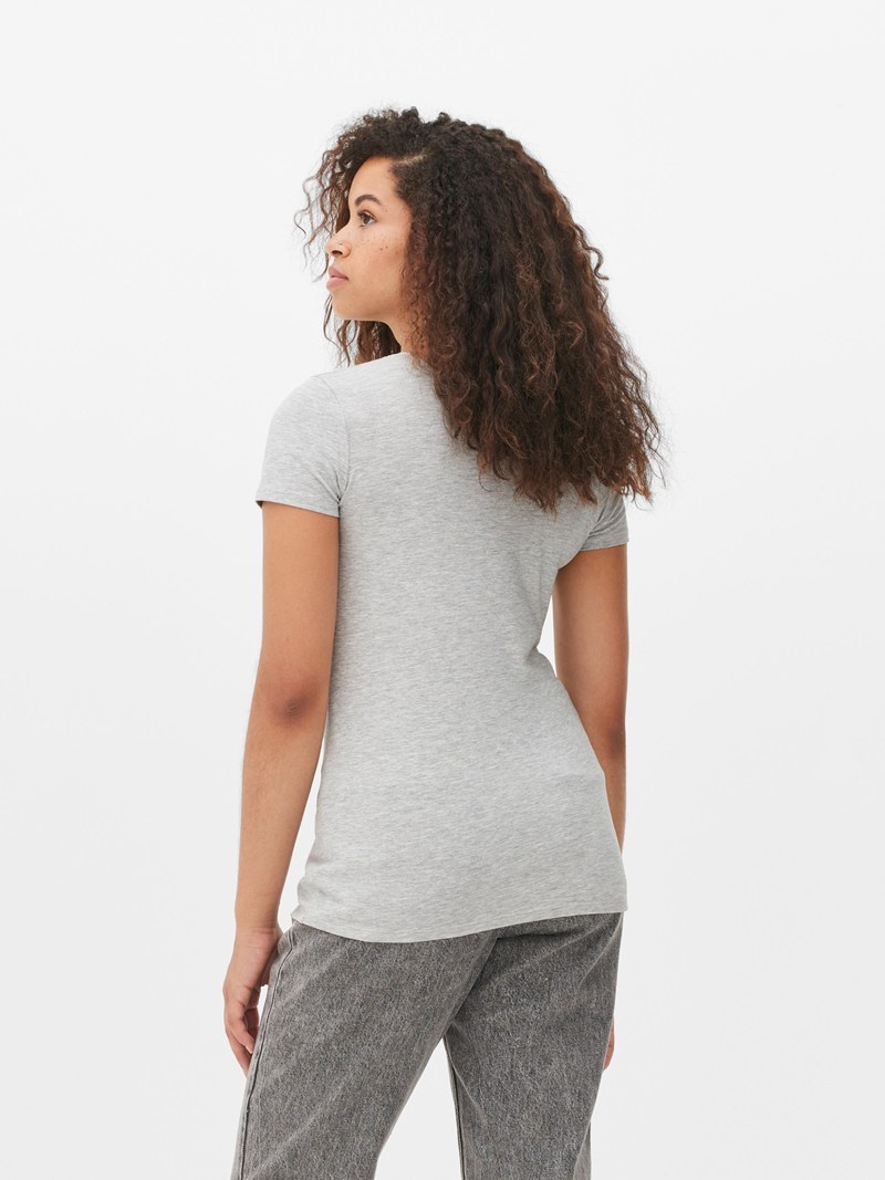 Tops Primark Stretch Crew Neck Mujer Gris | 0827JBVAK