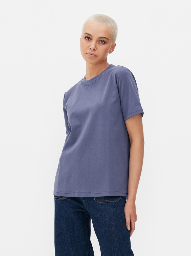 Tops Primark The Edit Crew Neck Mujer Azules | 1025ZXEQL