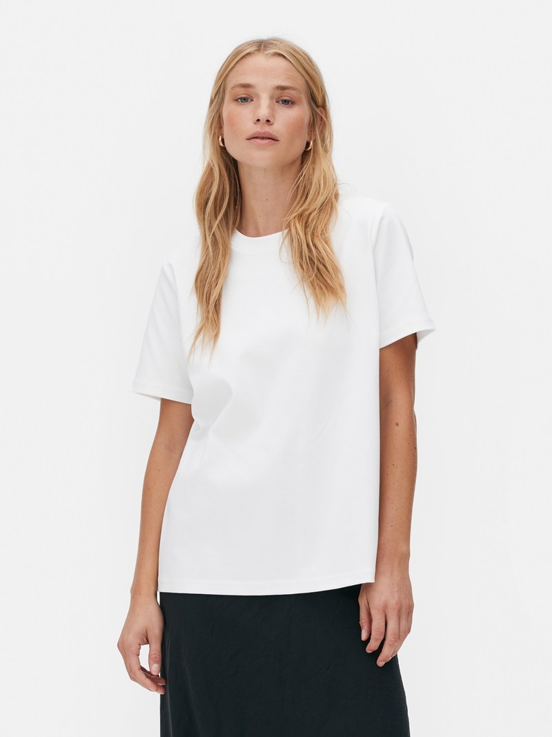 Tops Primark The Edit Crew Neck Mujer Blancas | 8923ESZOQ