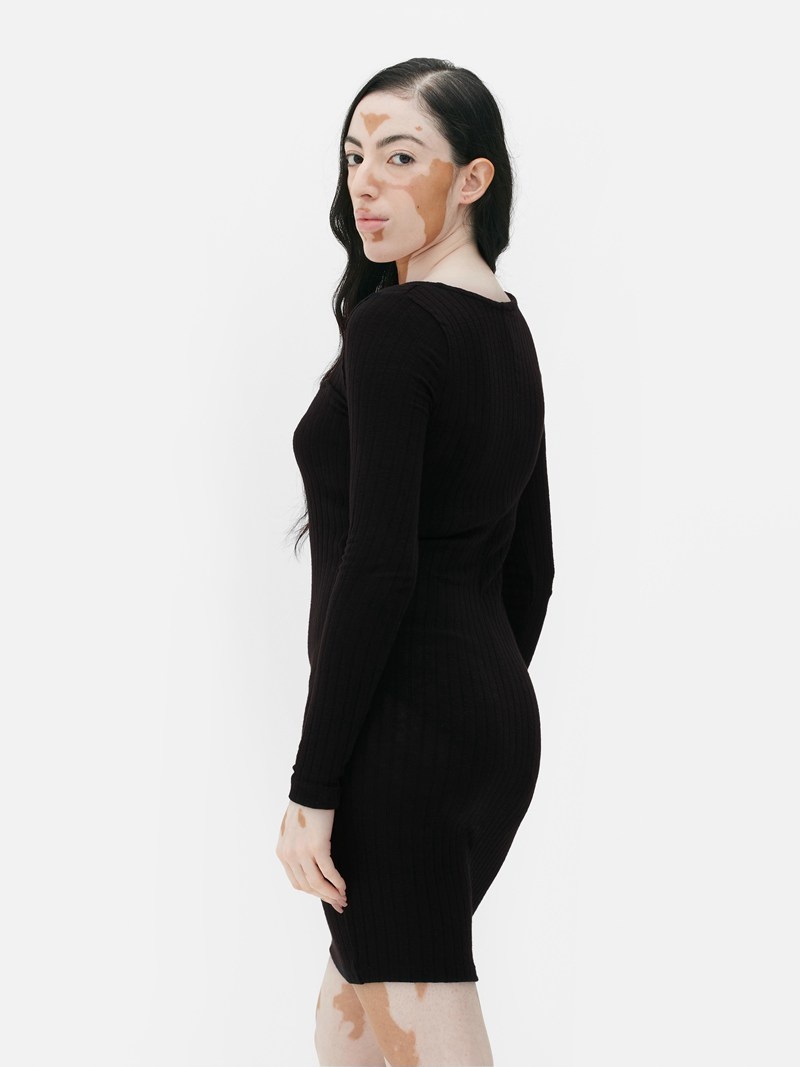 Vestido Primark Acanalado Bodycon Mini Mujer Negras | 9235BISVZ