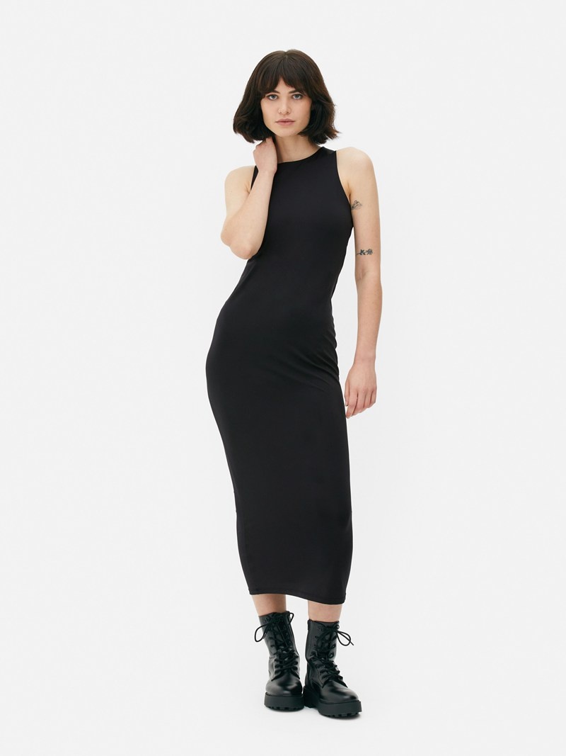 Vestido Primark Bodycon Racer Midi Mujer Negras | 6589GKFTO