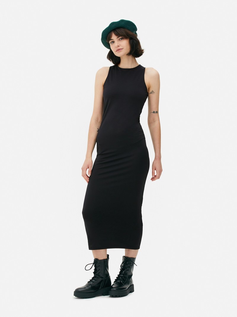 Vestido Primark Bodycon Racer Midi Mujer Negras | 6589GKFTO