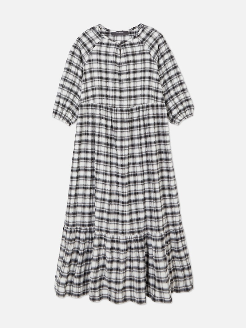 Vestido Primark Check Midi Mujer Negras | 8547DRYIB