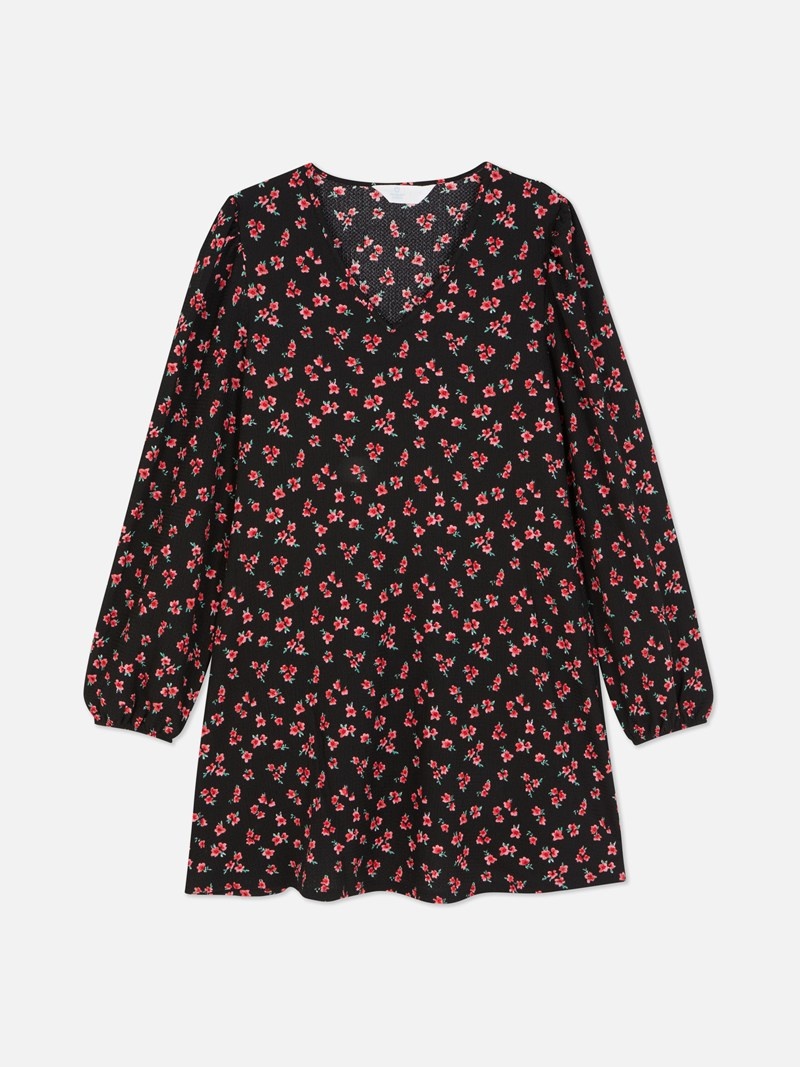 Vestido Primark Long Sleeve VNeck Mini Mujer Rojas | 9364LKOSH