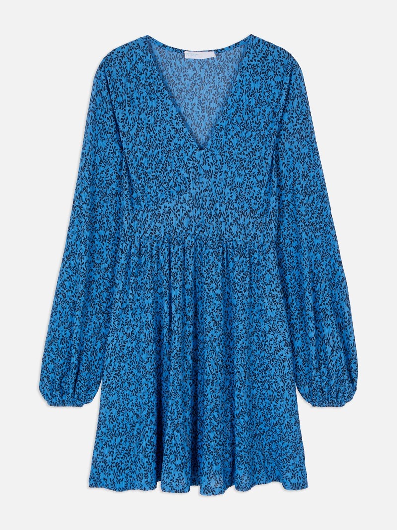 Vestido Primark Plissé Balloon Sleeve Mini Mujer Azules | 6894TGIHB