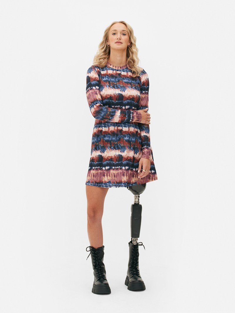 Vestido Primark Printed Long Sleeve Mini Mujer Multicolor | 6128WXDEZ