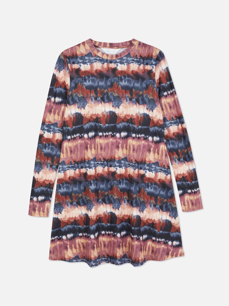 Vestido Primark Printed Long Sleeve Mini Mujer Multicolor | 6128WXDEZ