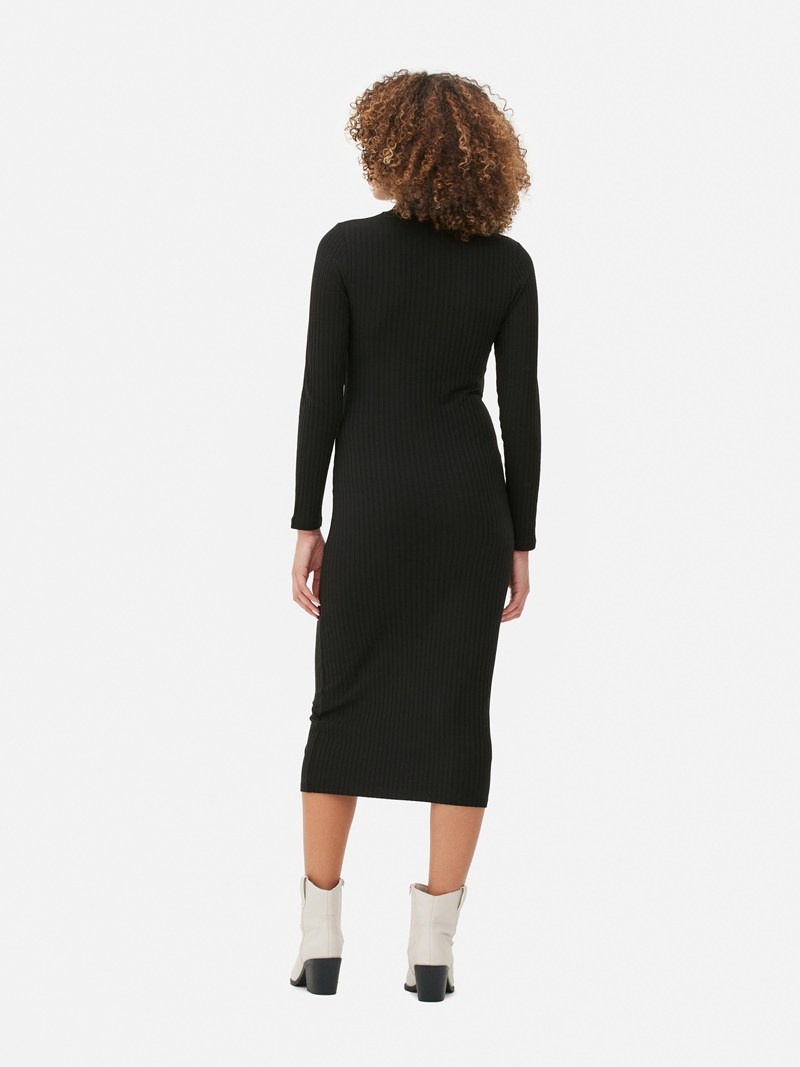 Vestido Primark Zip Collar Midi Mujer Negras | 3296SOYJW