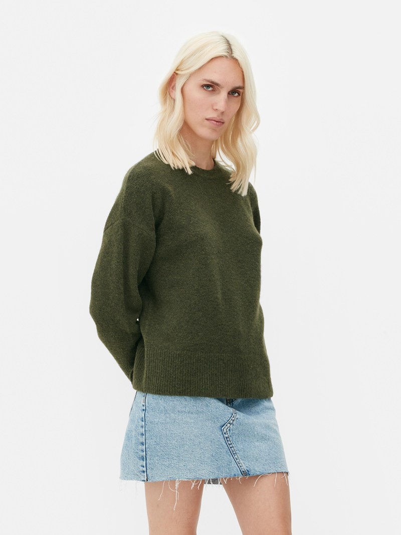 Winter Primark Crew Neck Mujer Verde Oscuro | 6748DWPZI