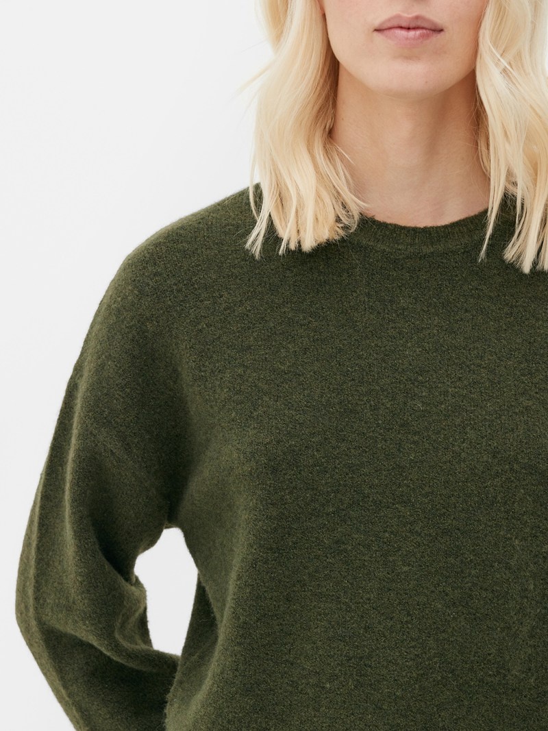 Winter Primark Crew Neck Mujer Verde Oscuro | 6748DWPZI