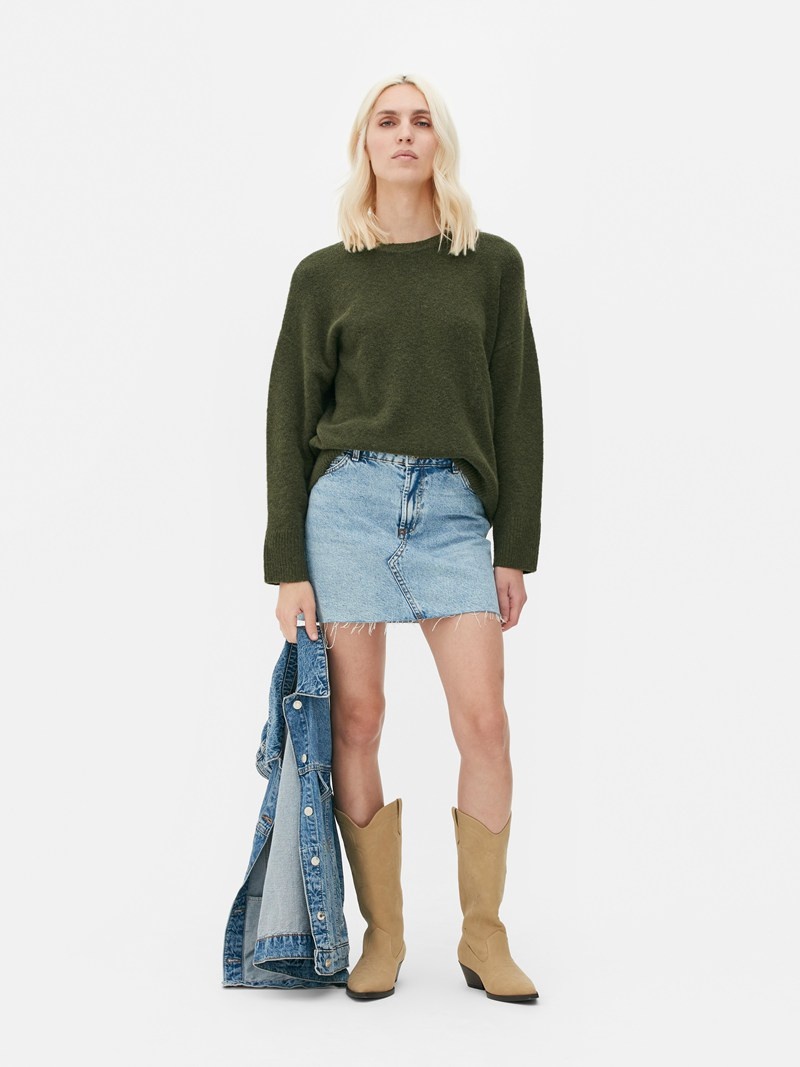 Winter Primark Crew Neck Mujer Verde Oscuro | 6748DWPZI