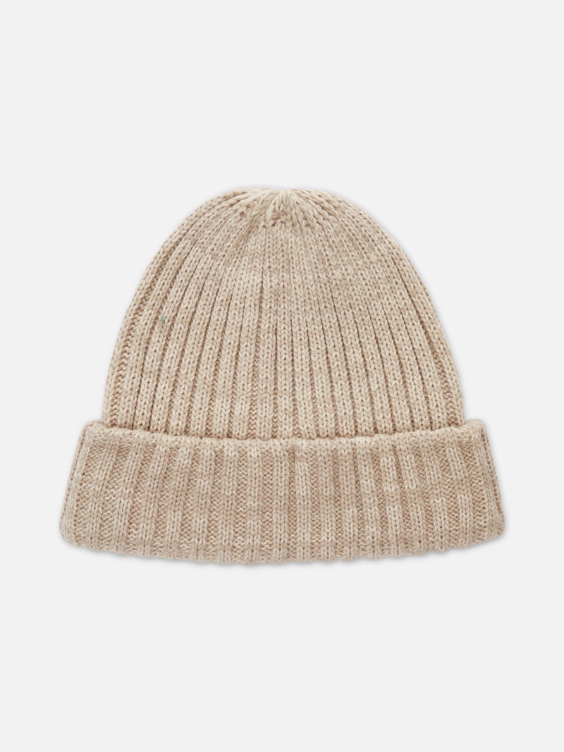 Winter Primark Fisherman Acanalado Beanie Hombre Beige | 1629NWFIR