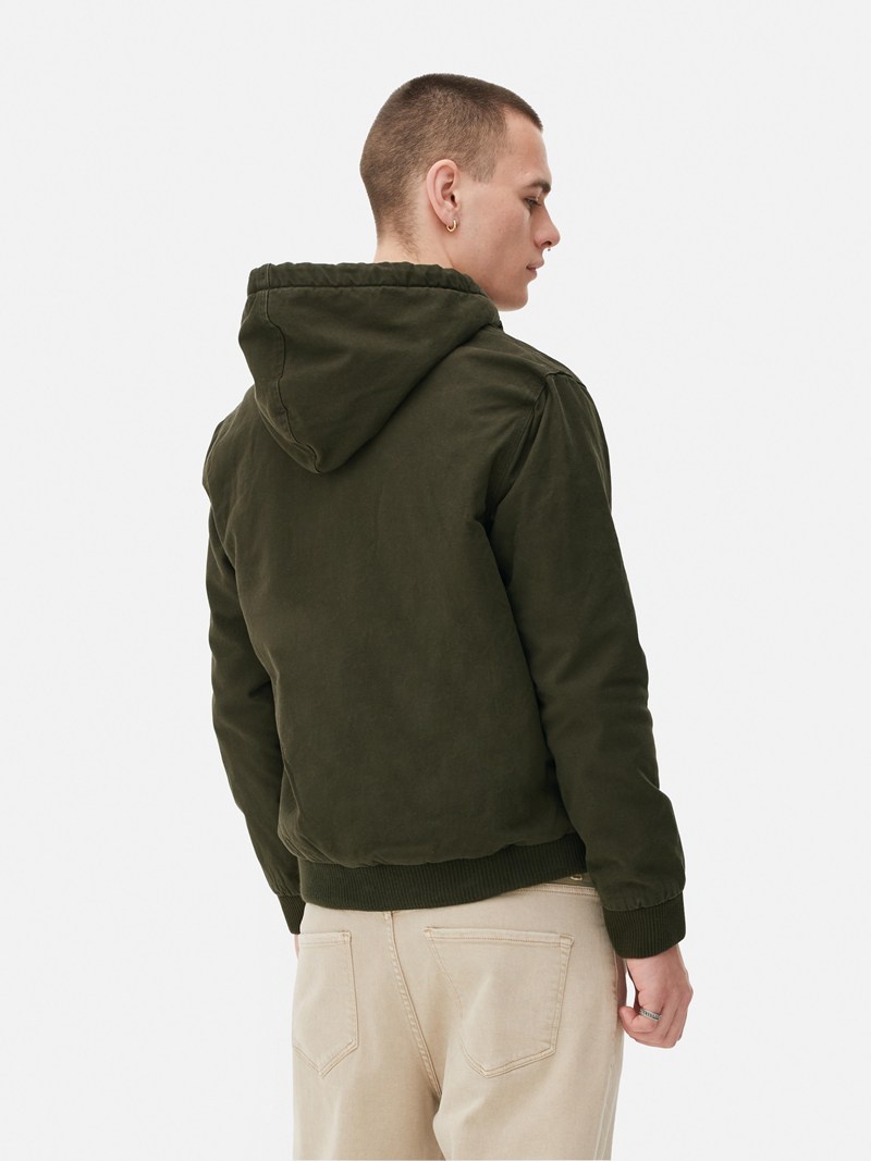 Winter Primark Fleece Forro Lona Jacket Hombre Verde Oliva | 2179WBESH